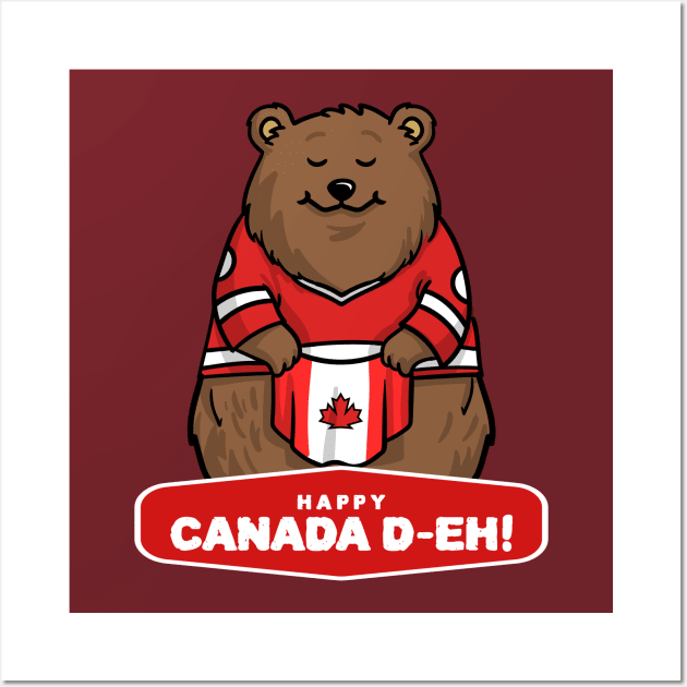 Canada Day Canadian Pride I Love Canada Bear Wall Art by Tip Top Tee's